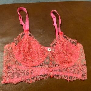 For Love And Lemons Coral Floral Lace Bra Sz large
